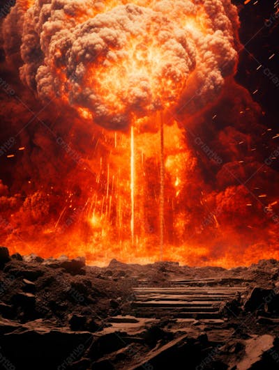 Imagem De Fundo De Uma Explosão De Fogo E Fumaça 11