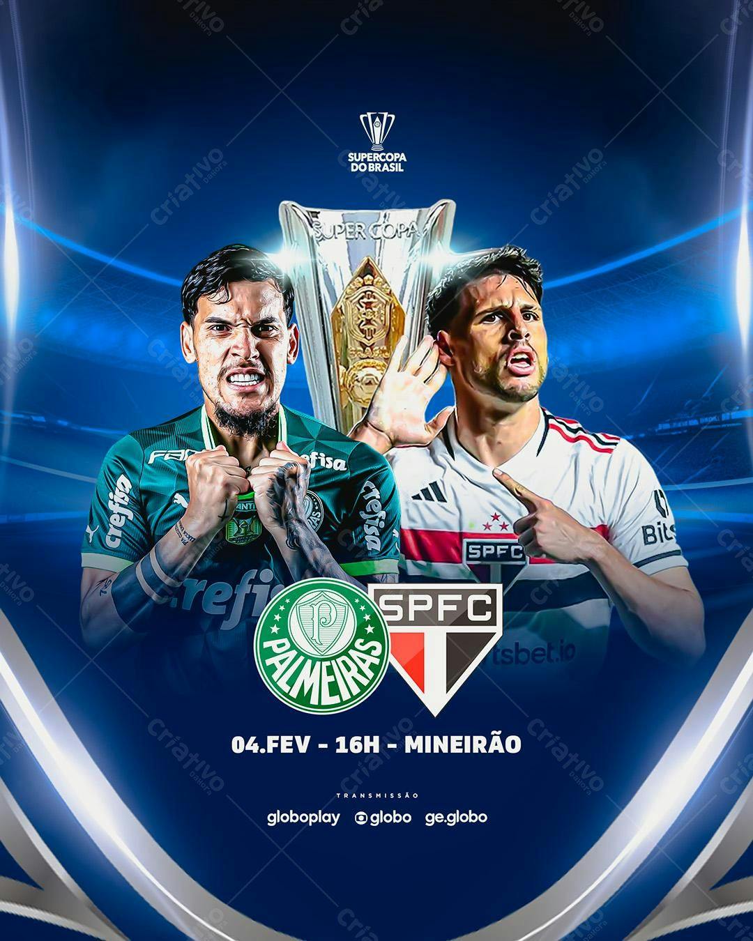 Flyer Supercopa do Brasil Palmeiras x São Paulo PSD Editável