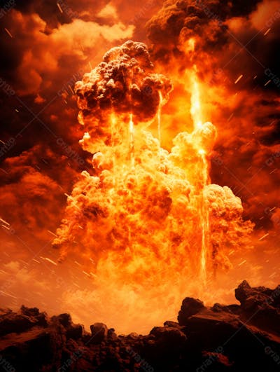 Imagem De Fundo De Uma Explosão De Fogo E Fumaça 16