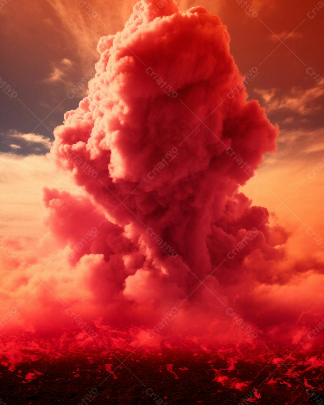 Nuvem Vermelha Gigantesca sobre Lava