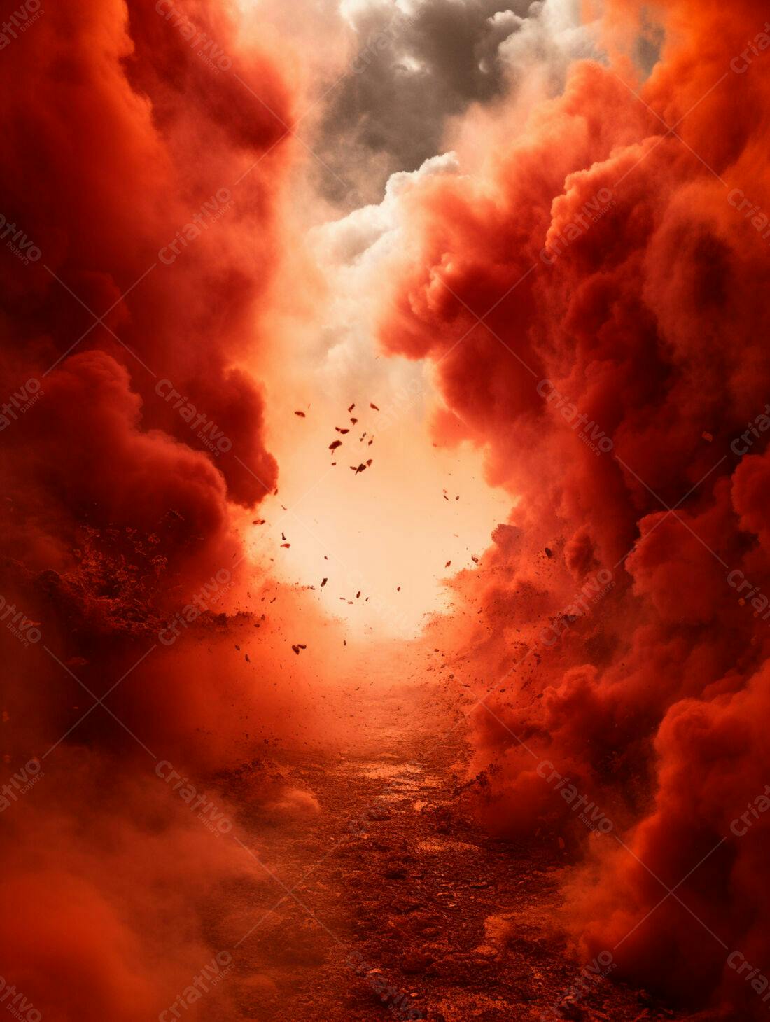 Caminho infernal nuvens vermelhas