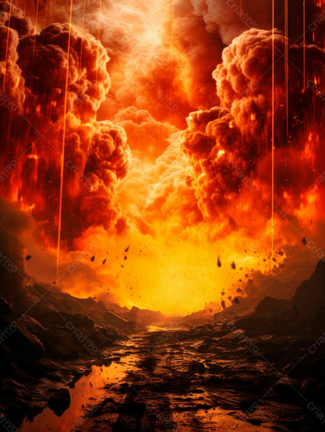 Caminho infernal paisagem apocalíptica