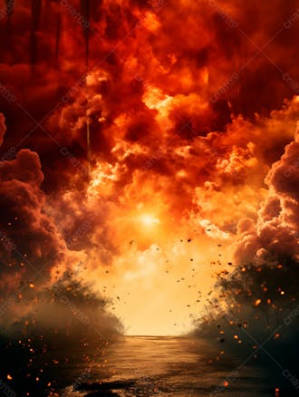 Imagem de fundo de uma explosão de fogo e fumaça 56