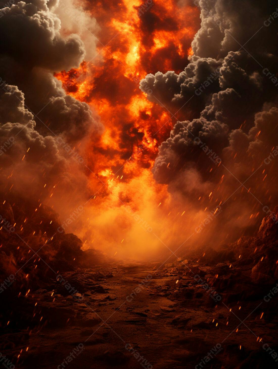 Caminho infernal fogo e escuridão