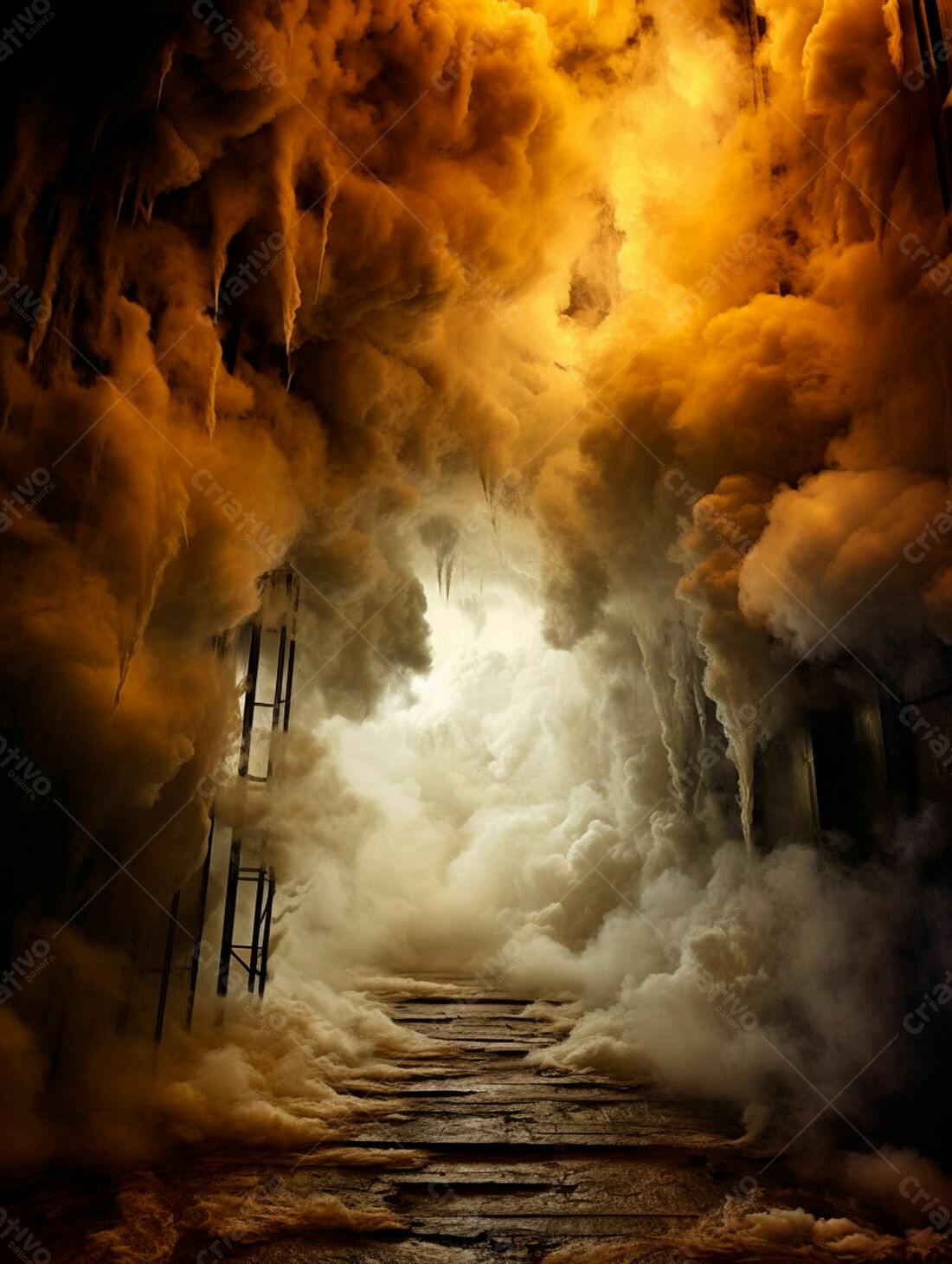 Caminho nebuloso dourado e branco