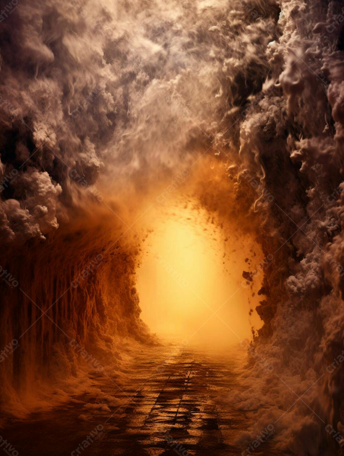 Caminho de Luz entre Nuvens de Fogo