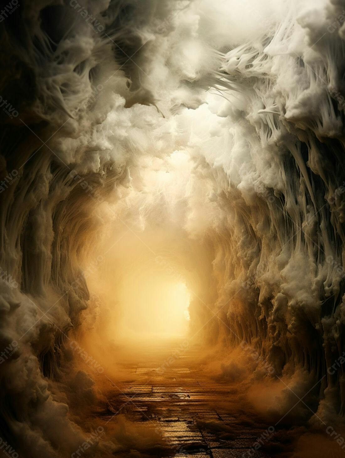 Túnel de Nuvens Dourado e Escuro