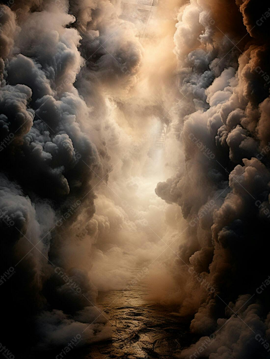 Nuvens escuras e caminho misterioso
