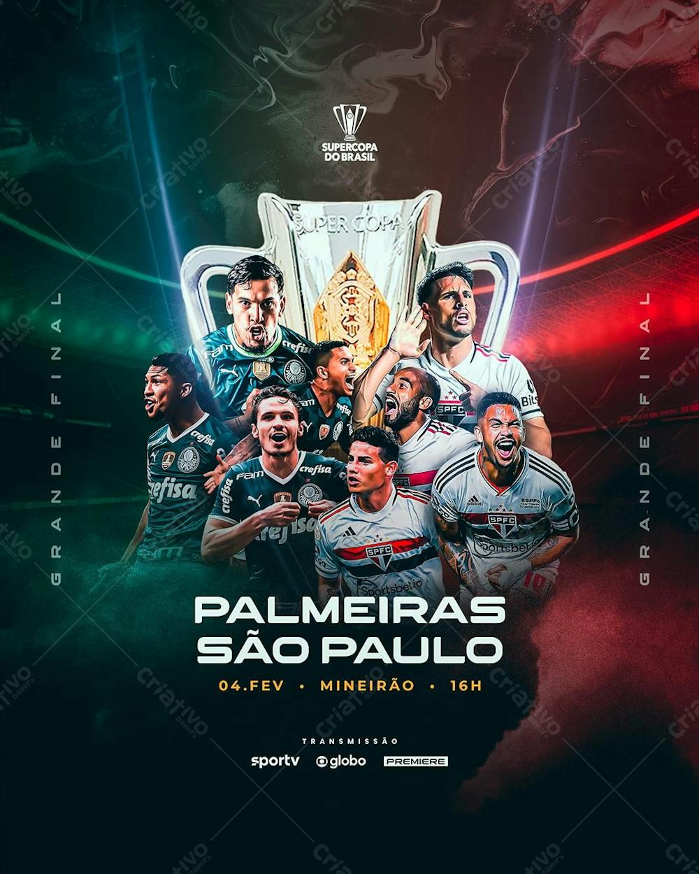 Palmeiras Vs São Paulo Final Da Supercopa 2024 flyer PSD