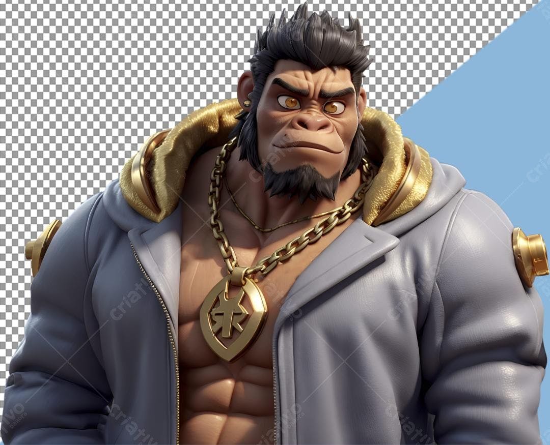 Icone Gorila estilo Hip Hop PNG com fundo transparente