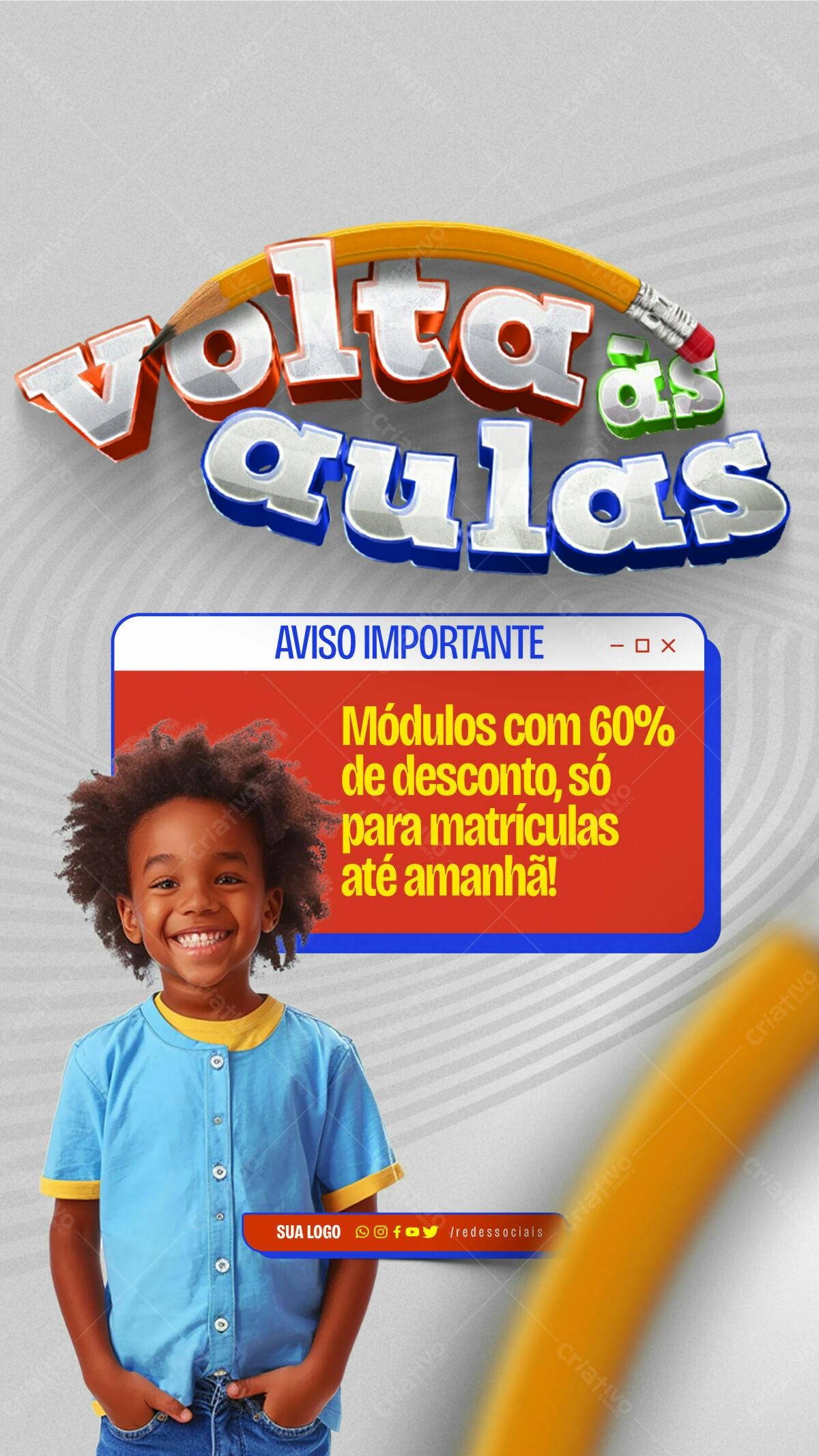 Flyer Volta às Aulas com Desconto PSD Editável