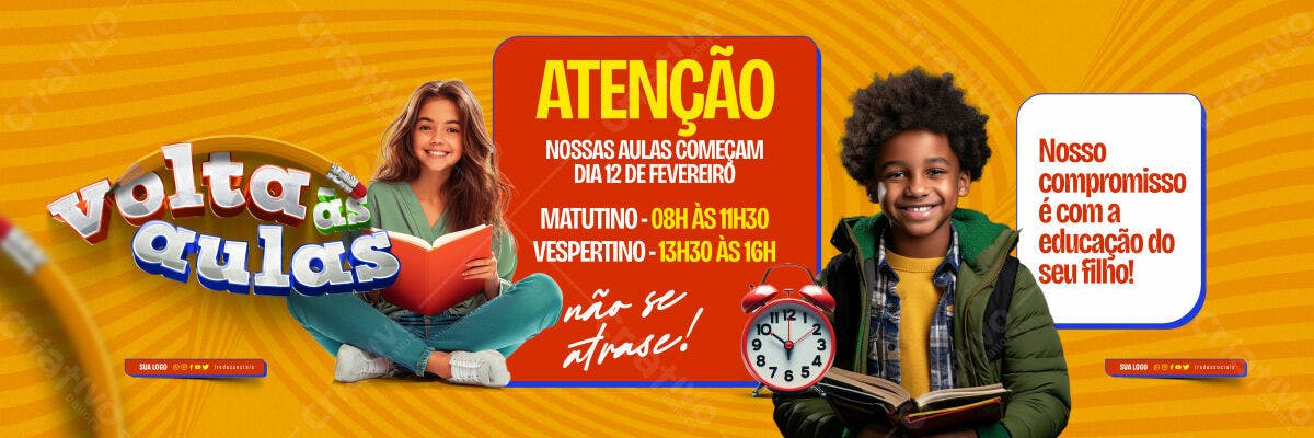 Banner Volta às Aulas PSD Editável