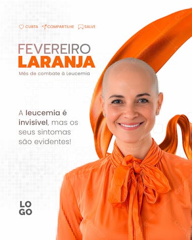 Fevereiro laranja mês de combate à leucemia social media