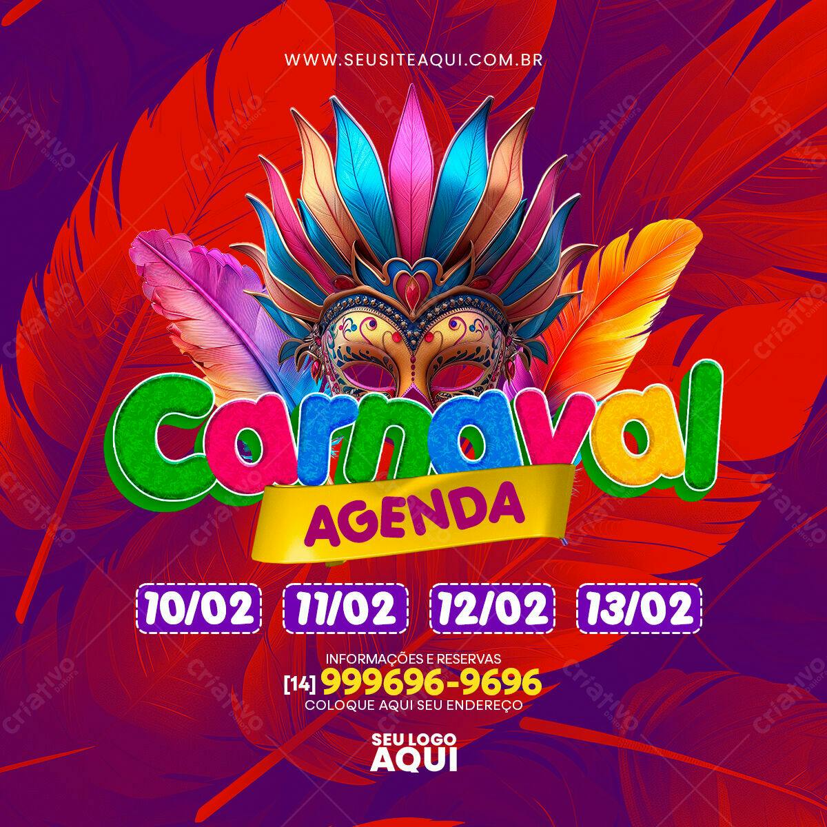 Flyer Carnaval Agenda PSD Editável