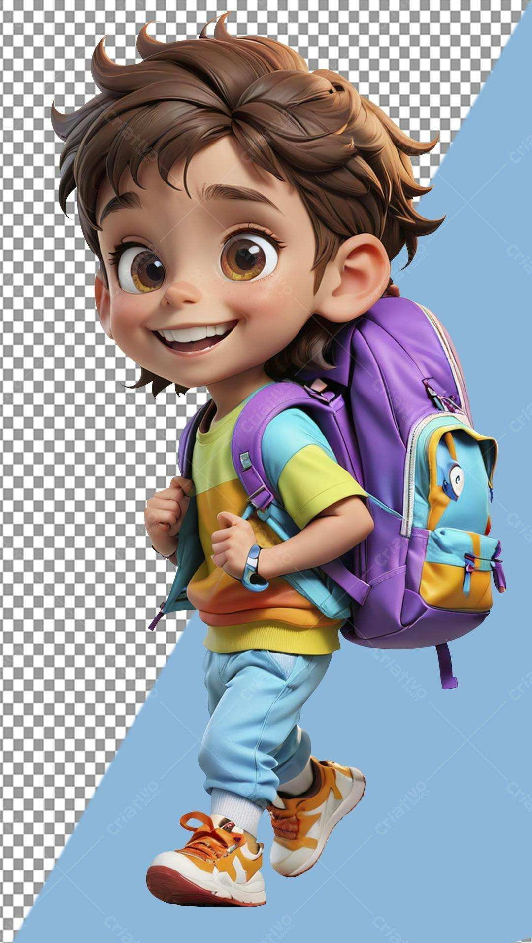 Icone Criança com Mochila PNG com fundo transparente
