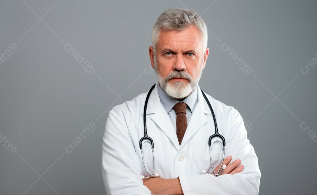 Médico sênior com braços cruzados