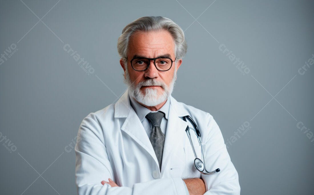 Médico sênior com braços cruzados