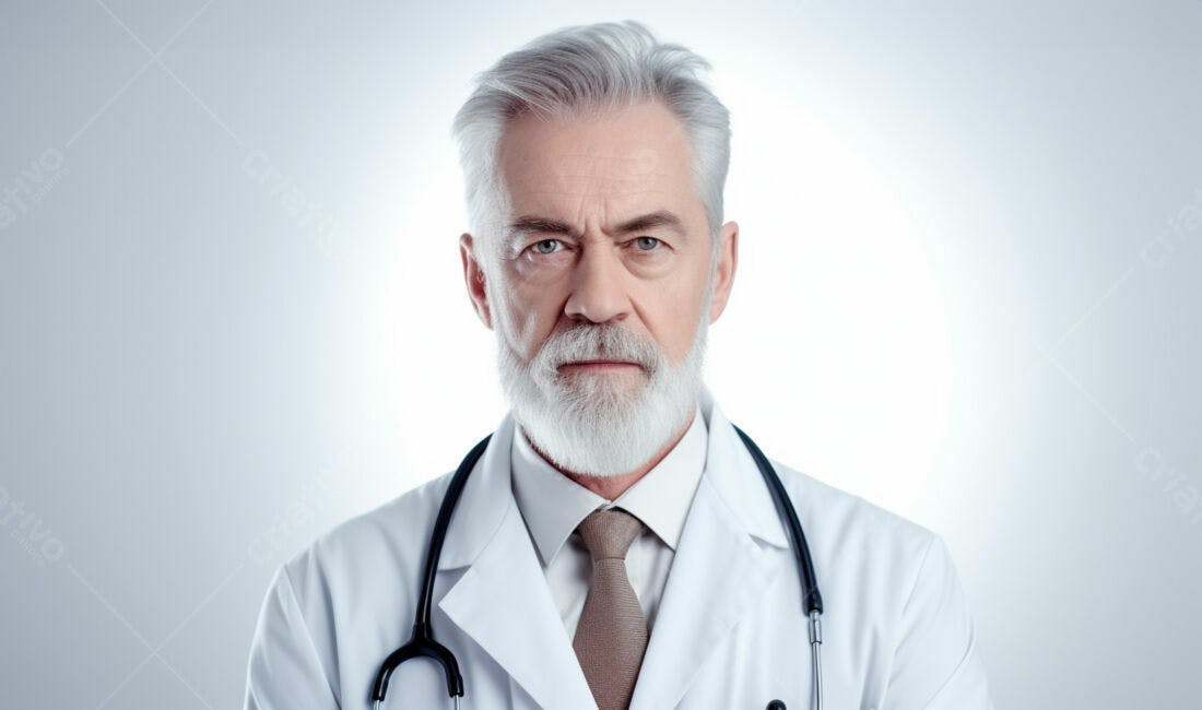 Médico sênior com barba branca retrato