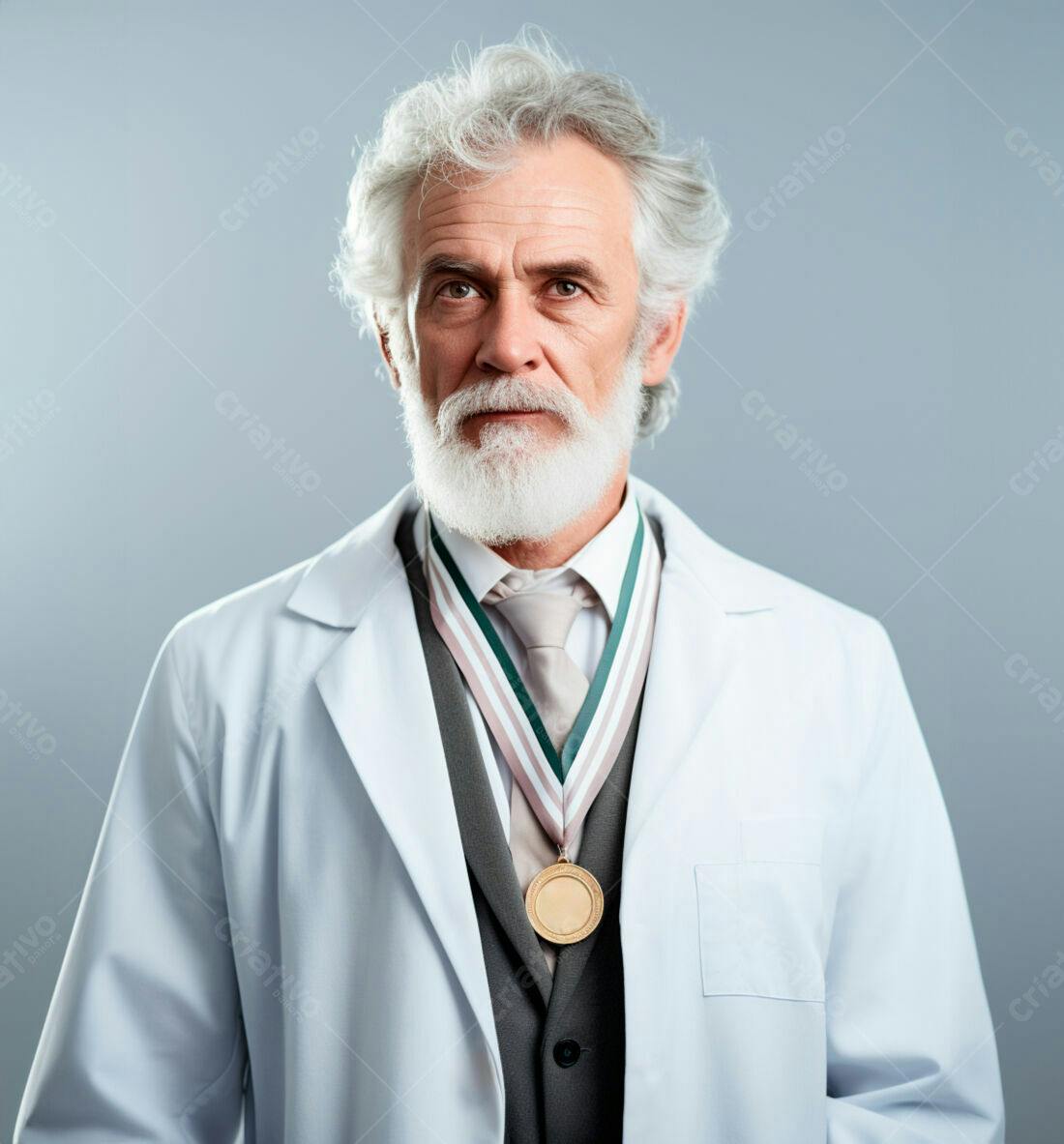 Médico sênior com medalha de ouro