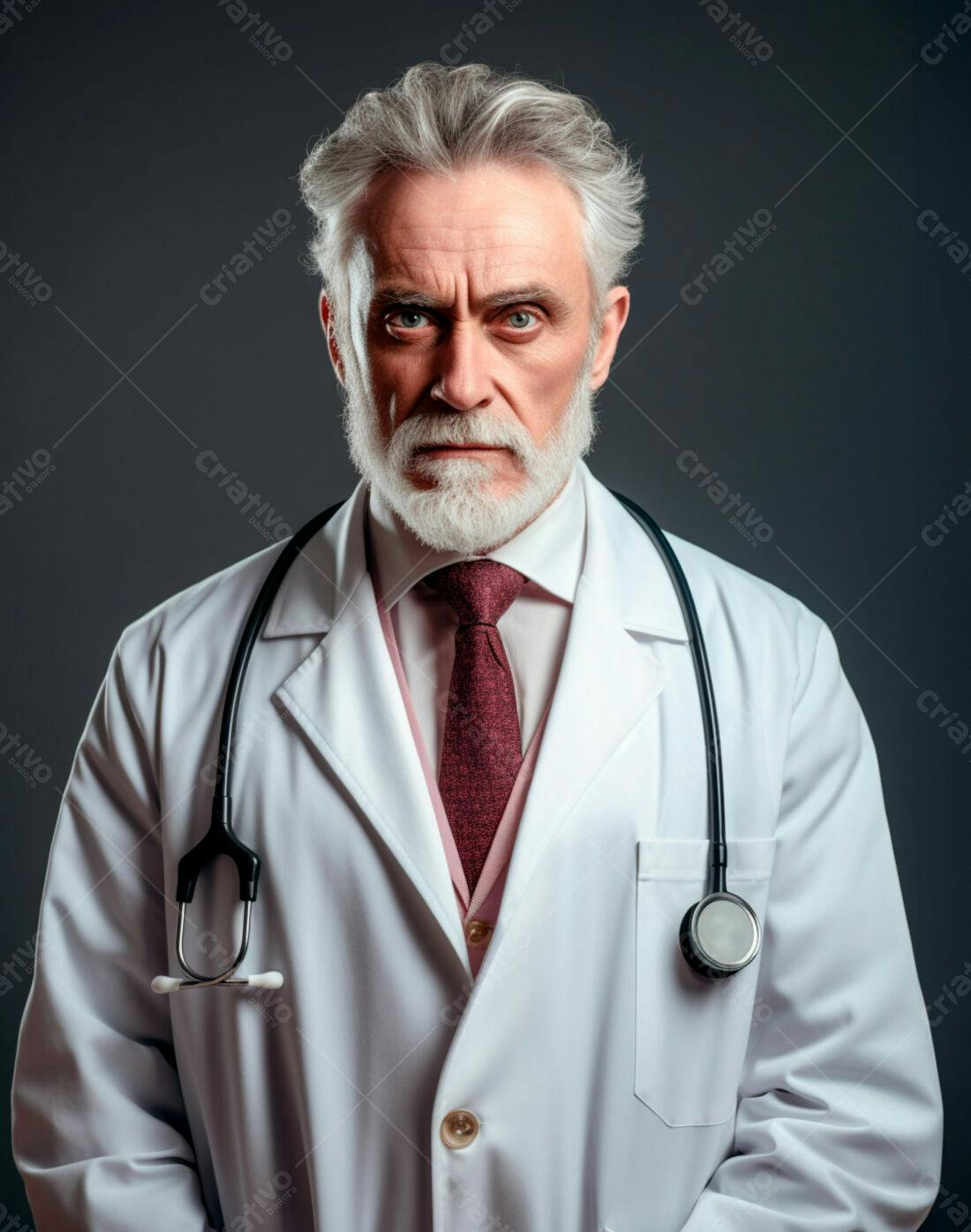 Médico Sênior com jaleco branco