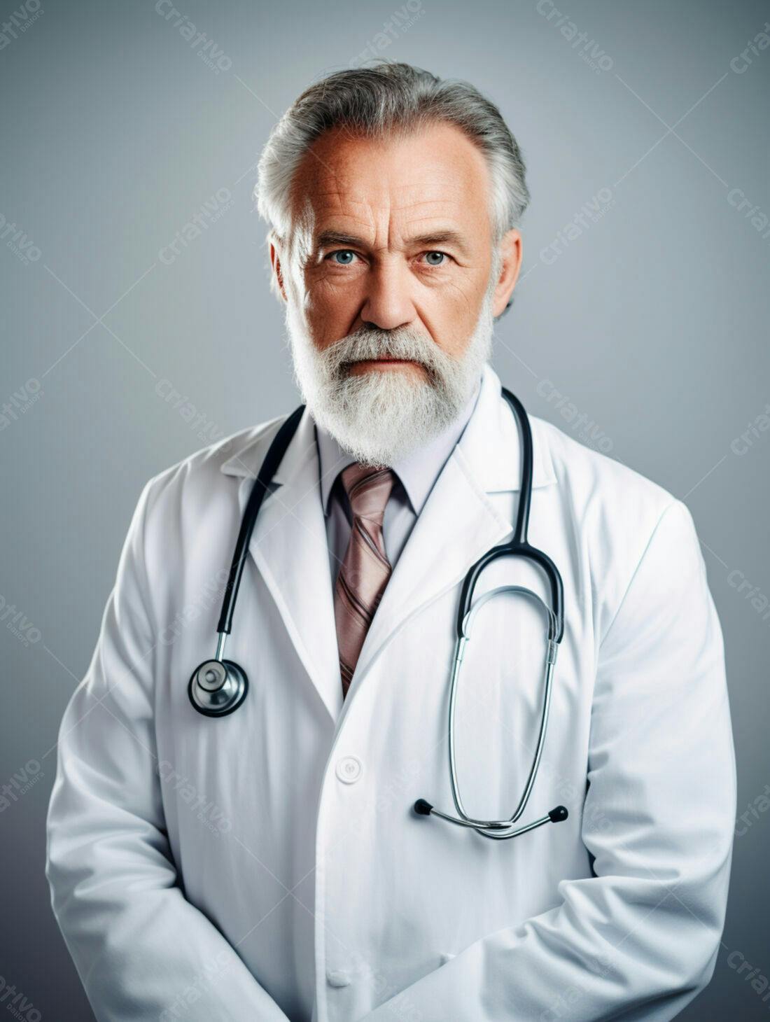 Médico sênior com barba branca