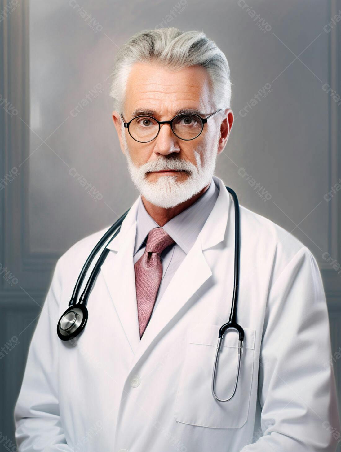 Médico sênior experiente com estetoscópio