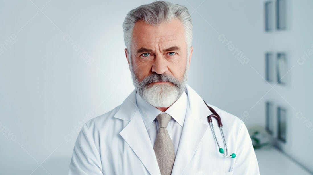 Médico sênior retrato profissional estúdio