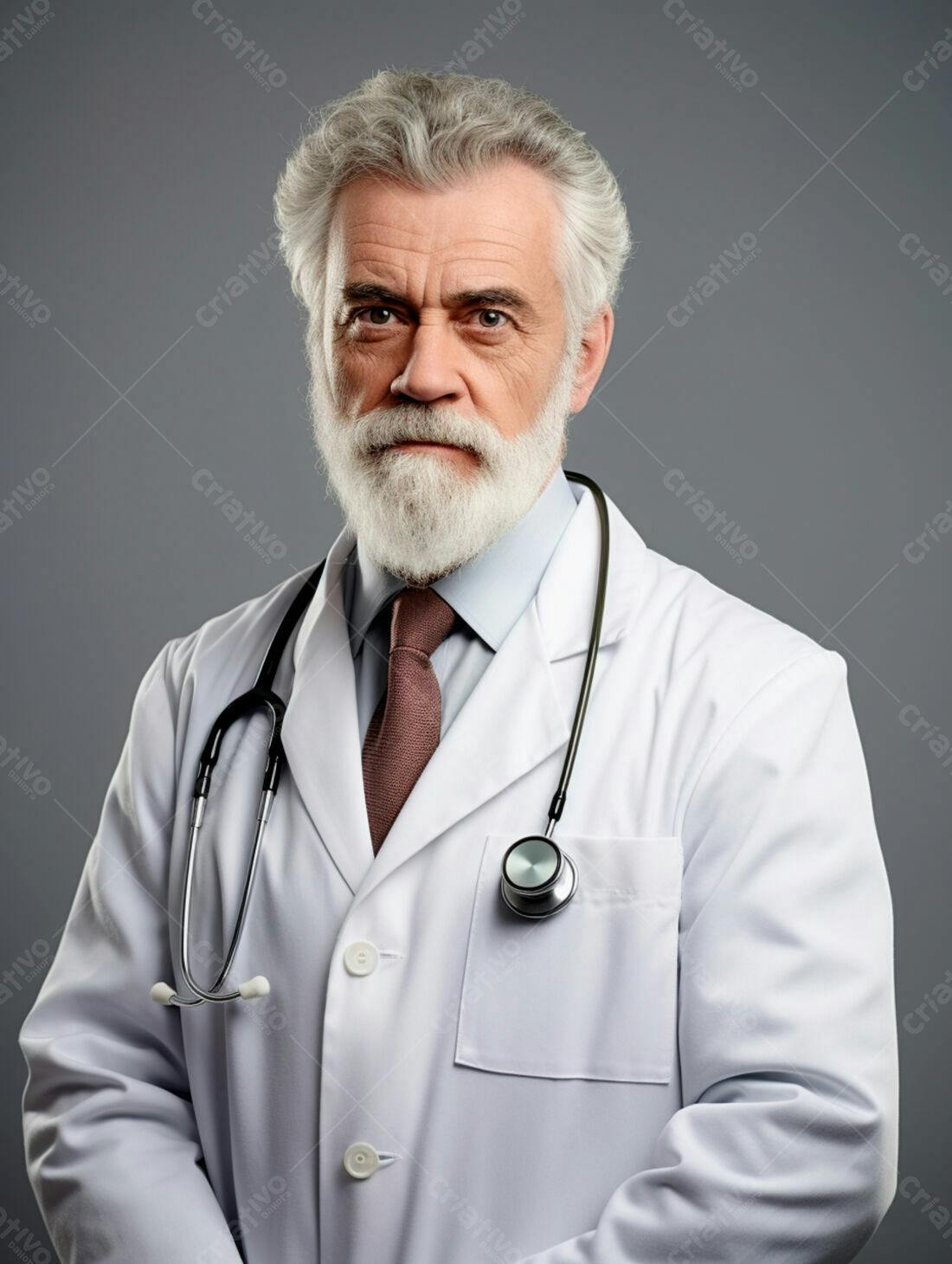 Médico sênior com barba branca