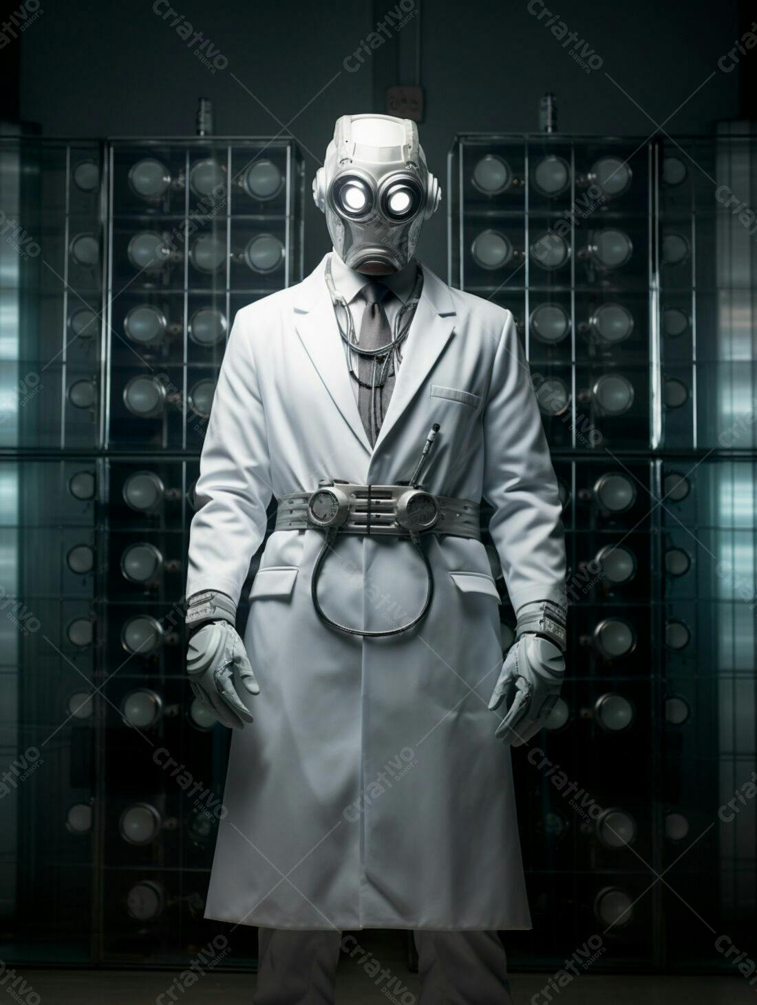 Robô Cientista em Laboratório futurista
