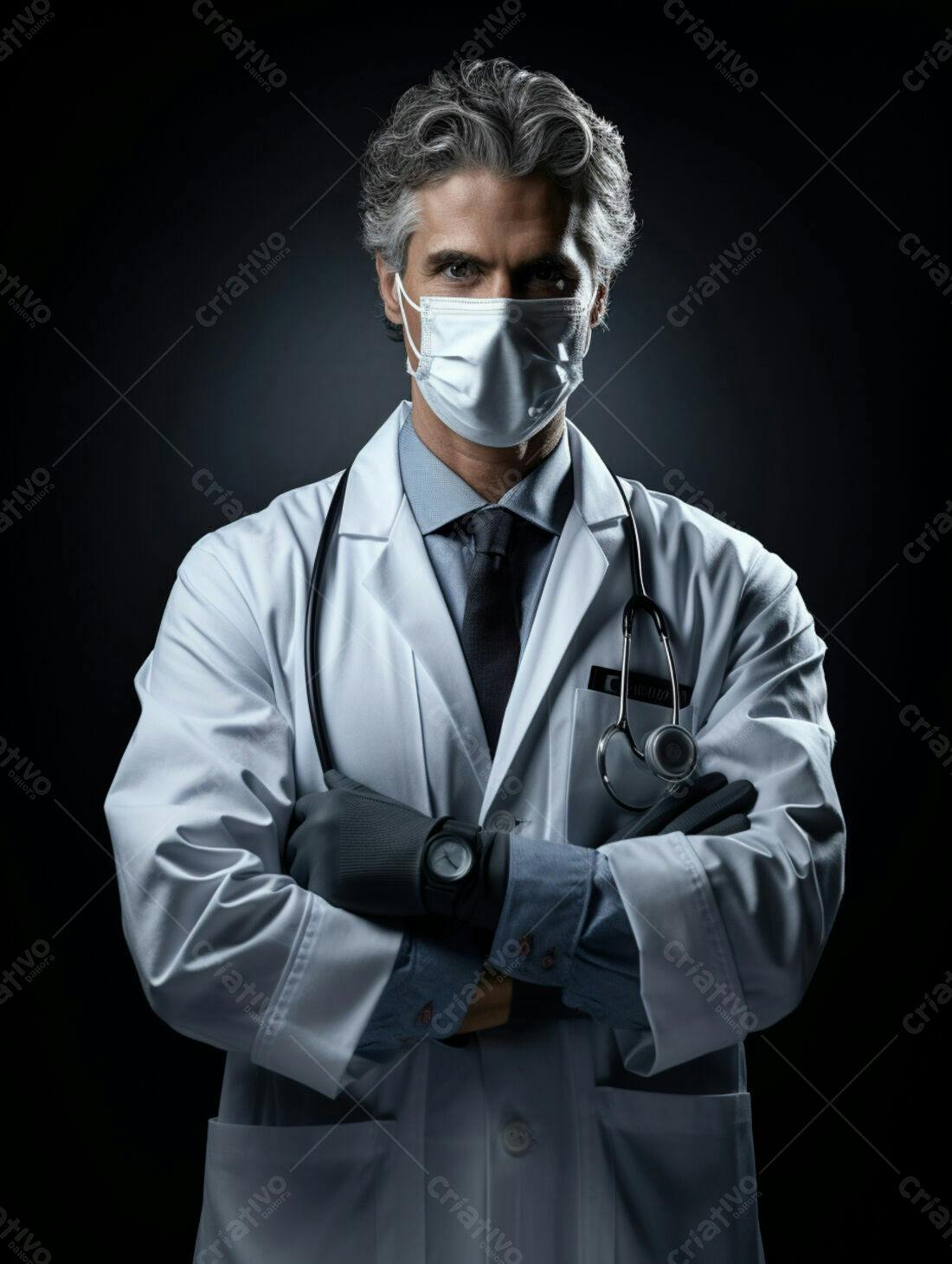 Médico usando máscara braços cruzados