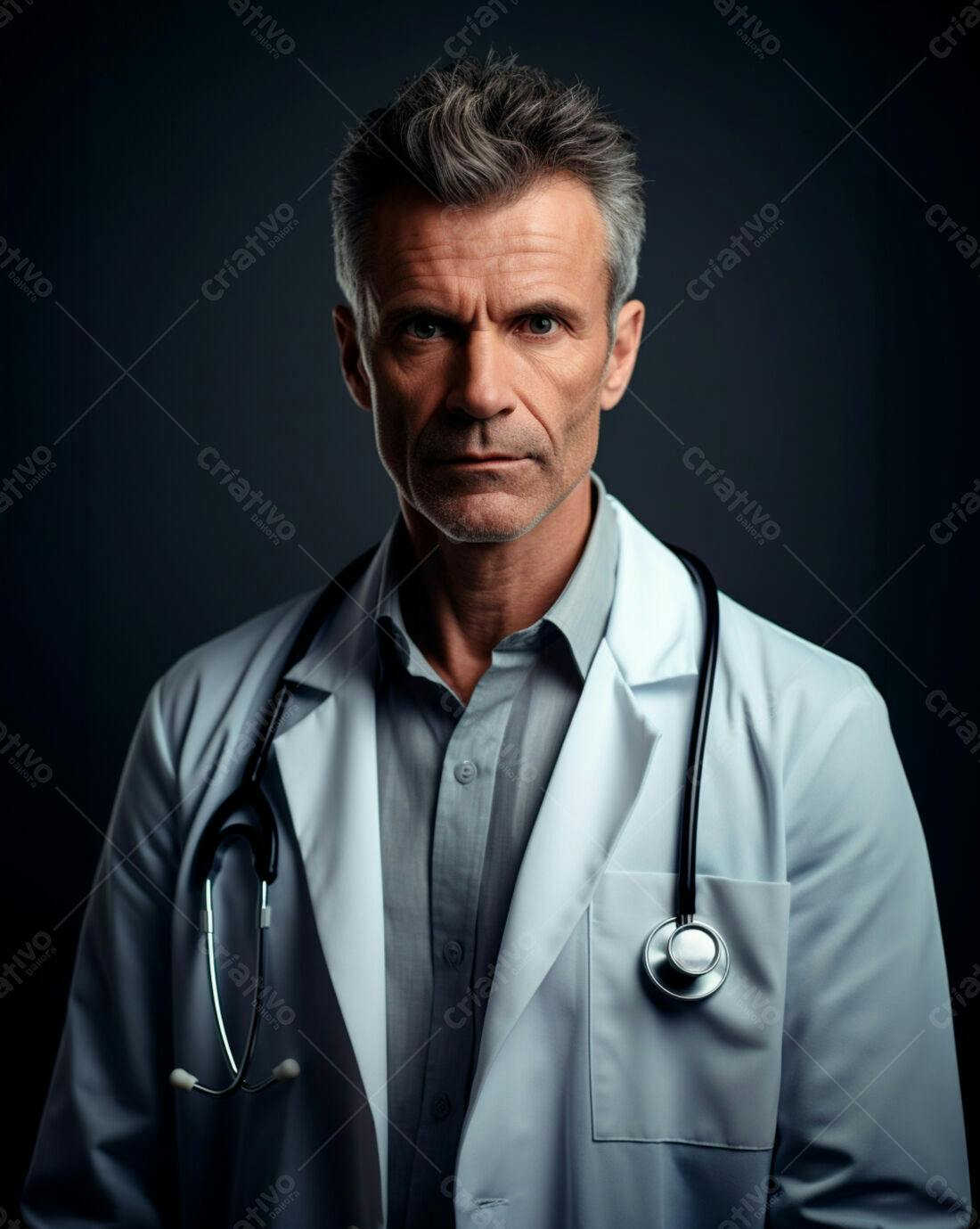 Médico sério com estetoscópio