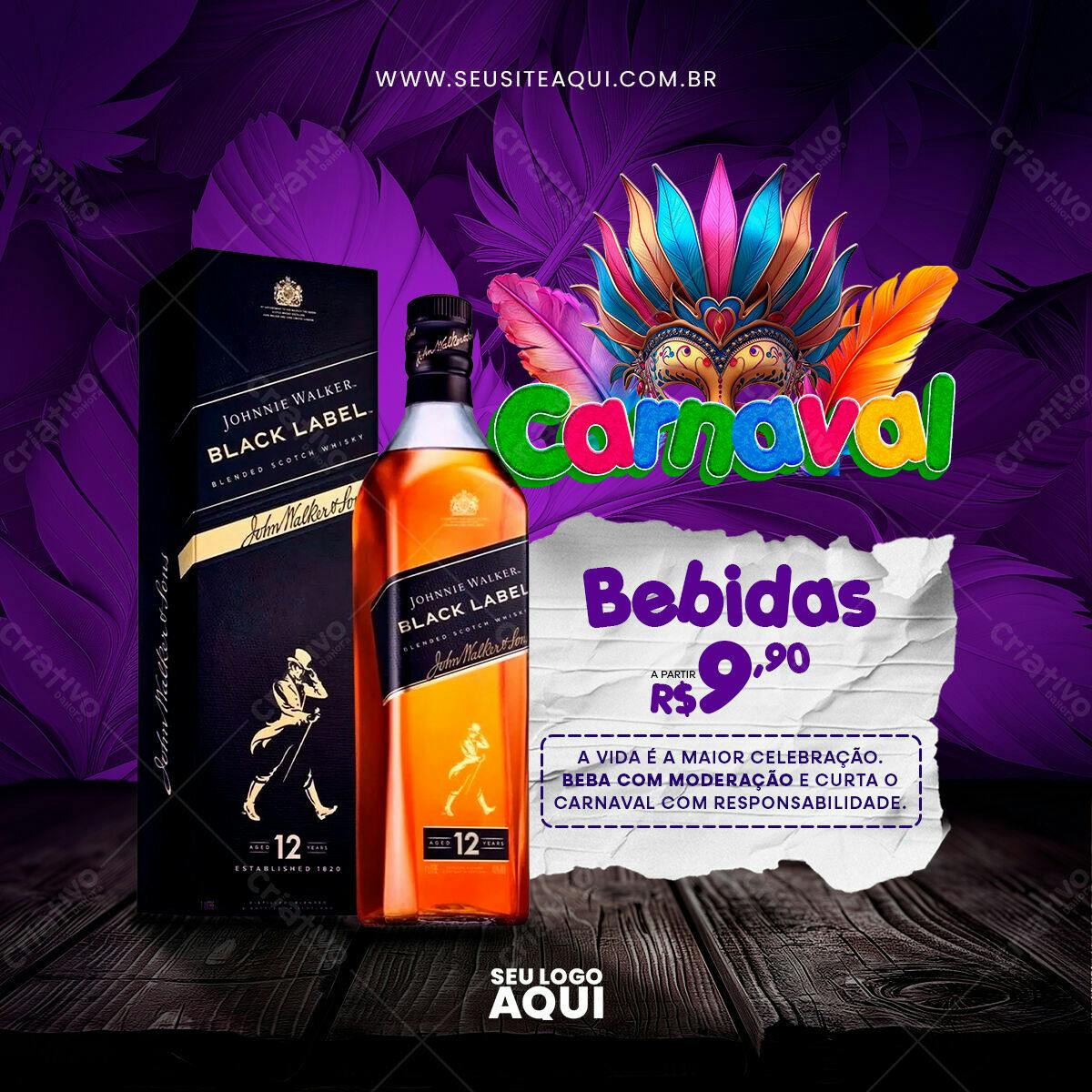 Flyer Carnaval com Whisky PSD Editável