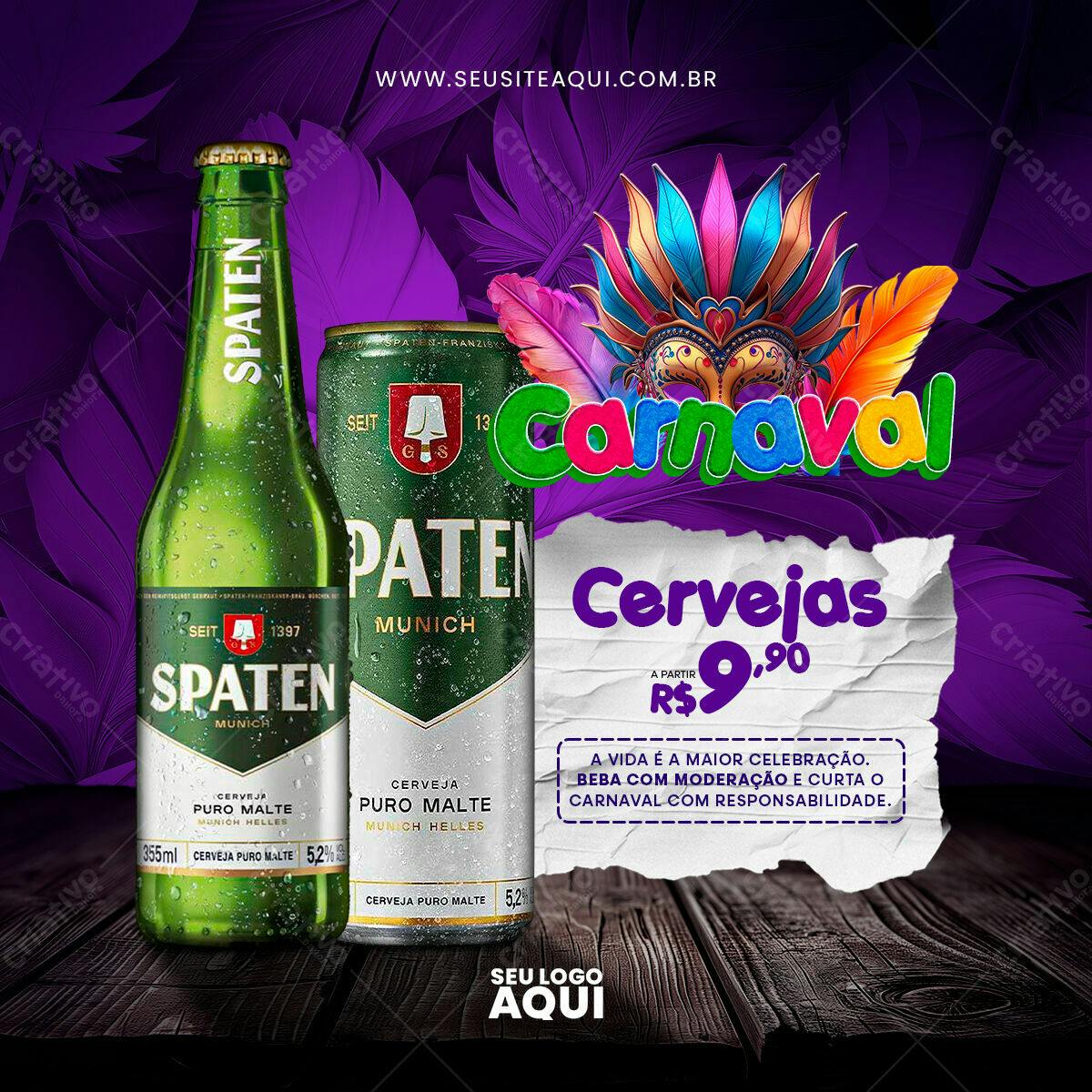 Flyer Carnaval Cerveja PSD Editável