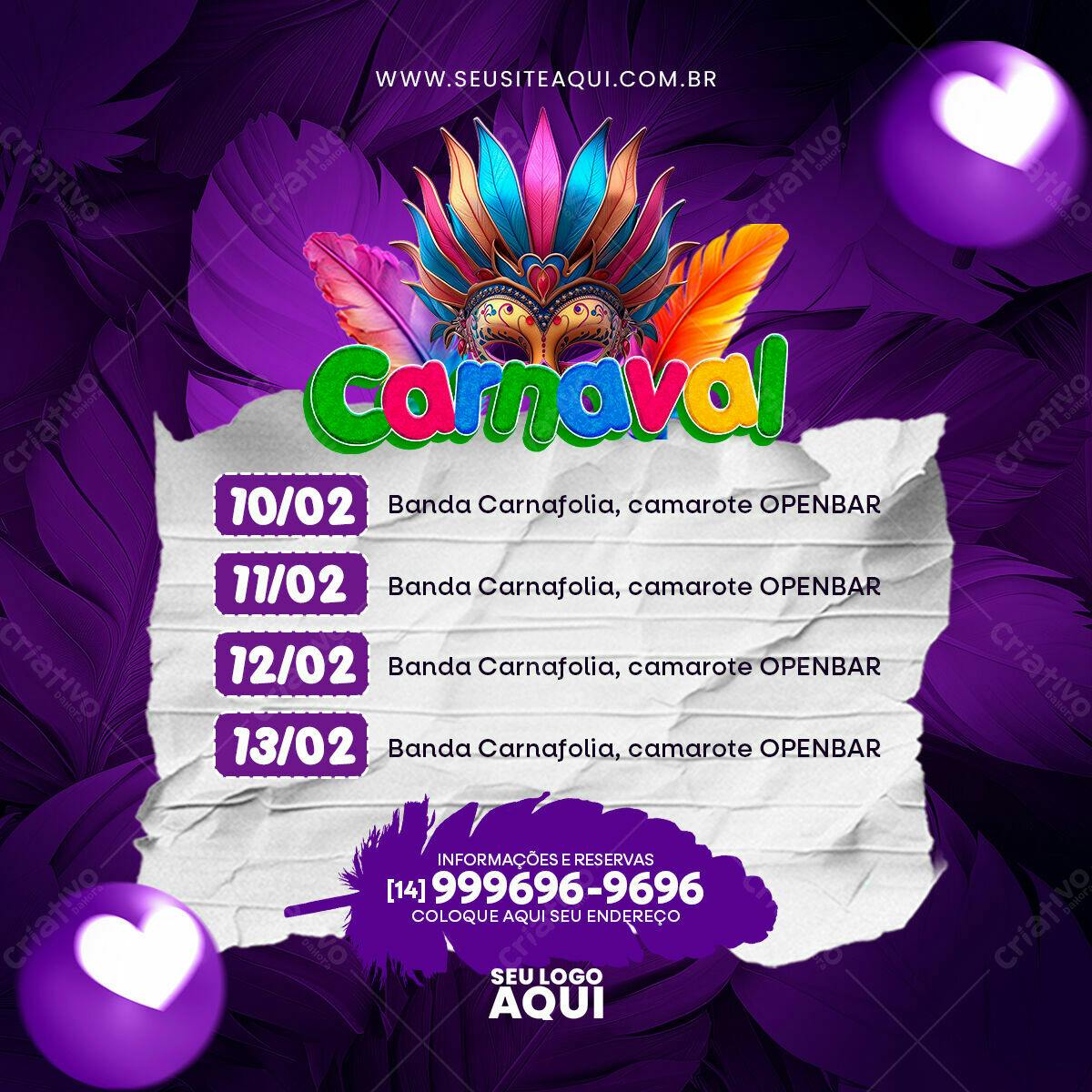 Flyer para Carnaval PSD Editável