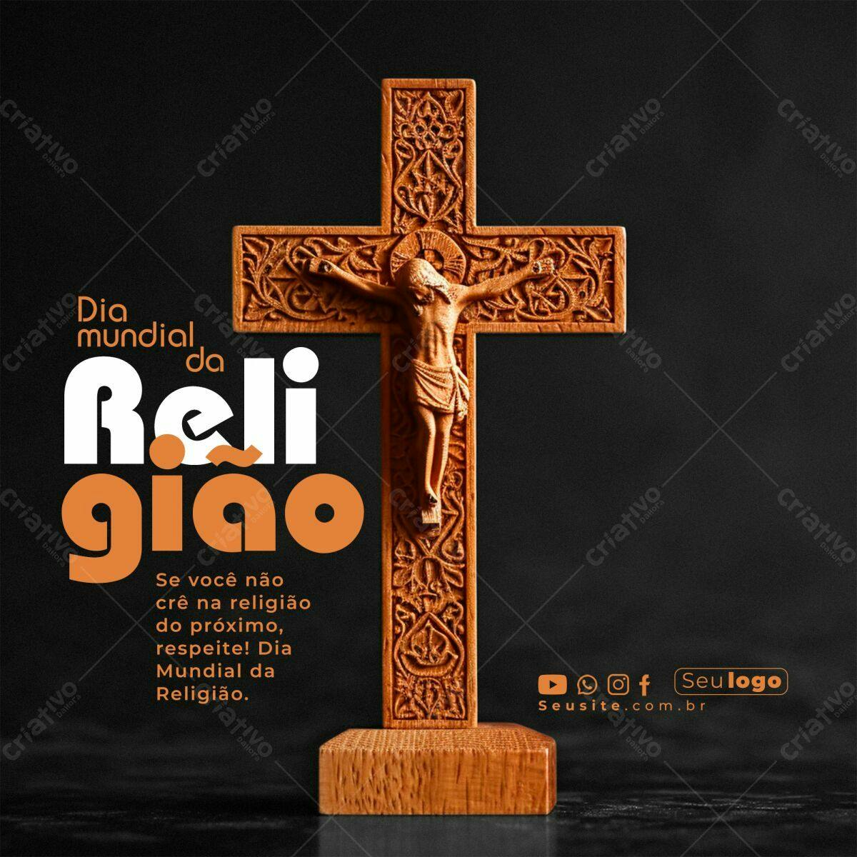 Post para Dia Mundial da Religião PSD Editável