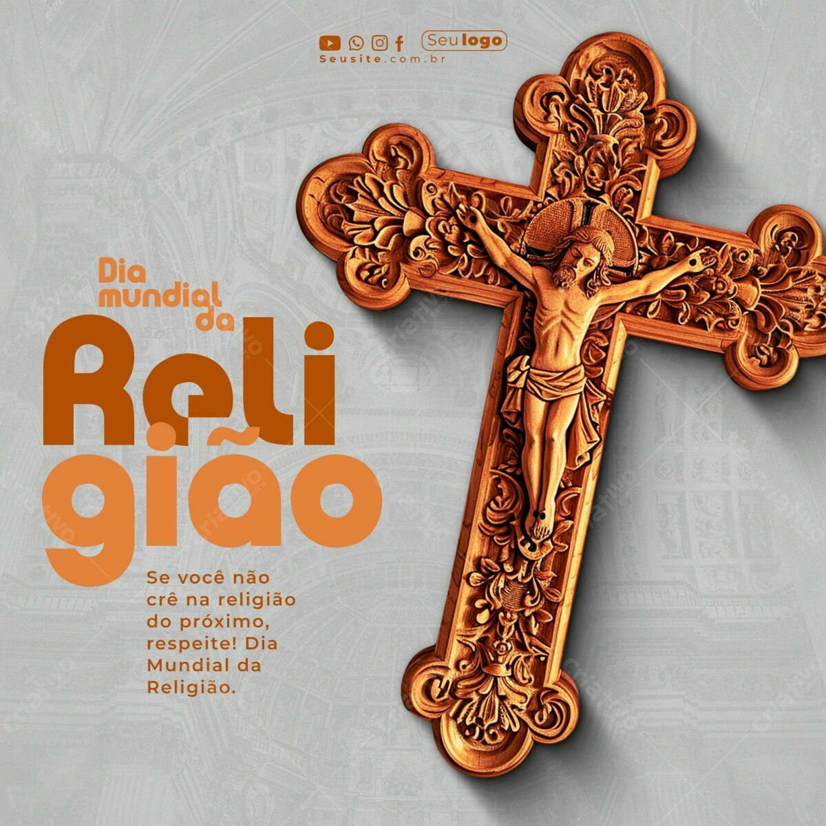 Post para Dia Mundial da Religião PSD Editável