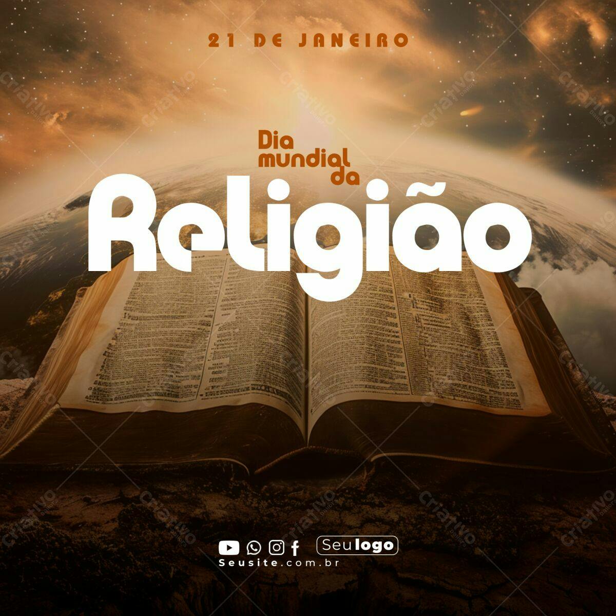 Post para Dia Mundial da Religião PSD Editável