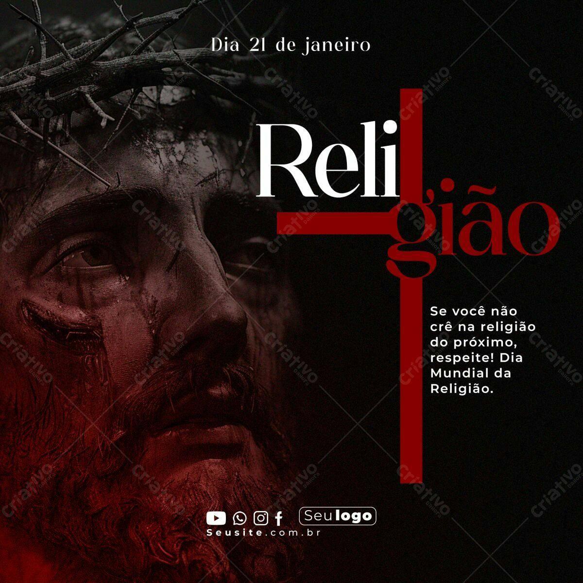 Post para Dia Mundial da Religião PSD Editável