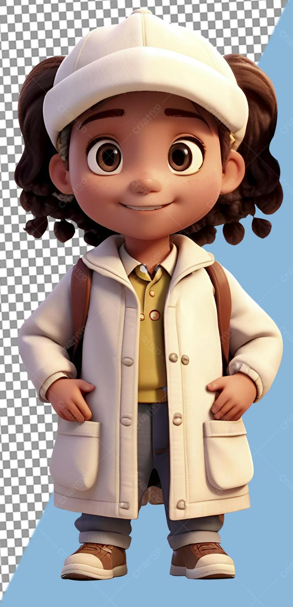 Volta Às Aulas 3D , personagem feliz, menina negra, mochila, blusa de frito, png, Pixar, Disney