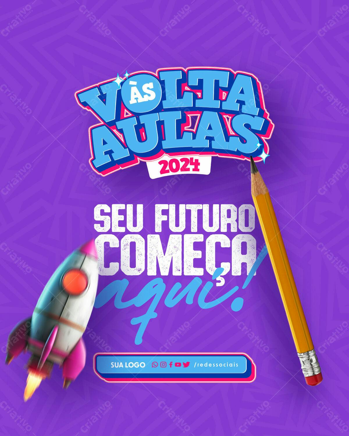 Flyer Volta às Aulas 2024 PSD Editável