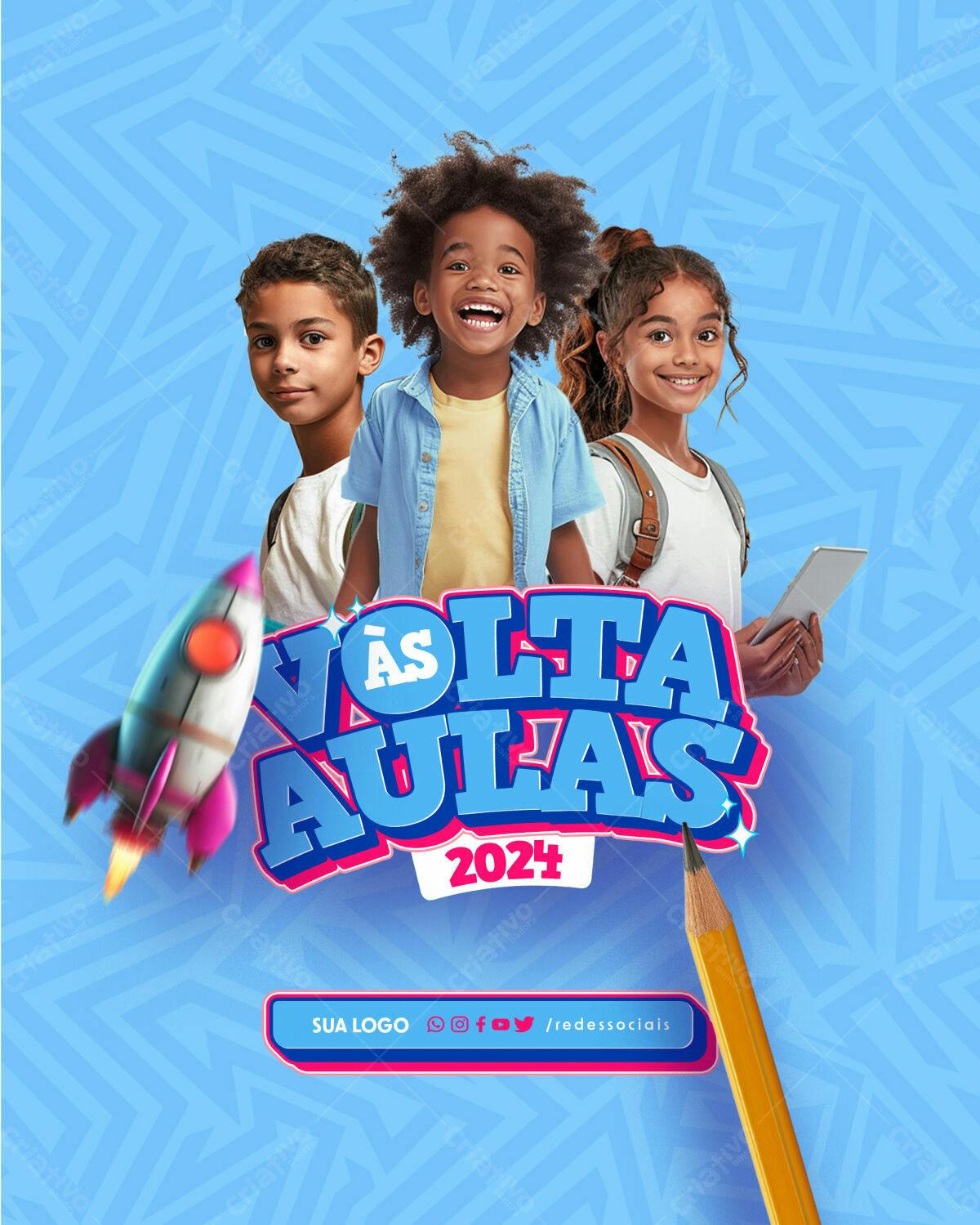 Flyer Volta às Aulas 2024 PSD Editável