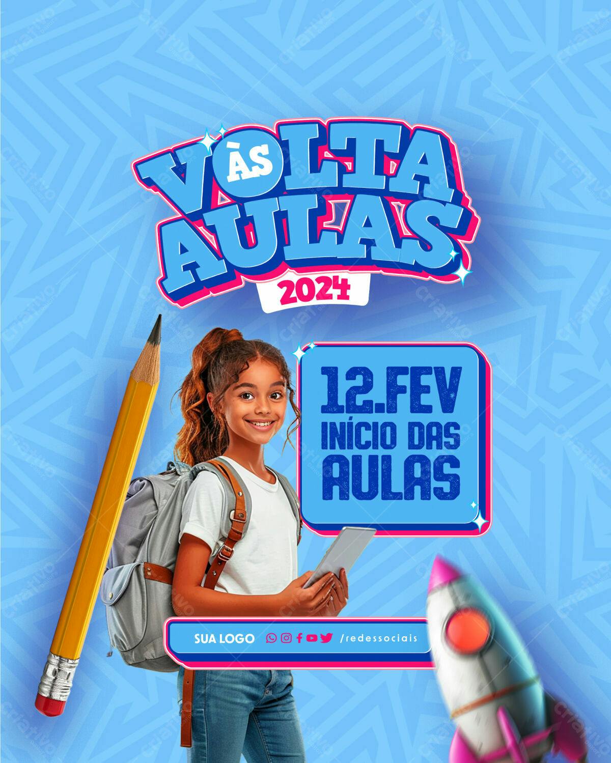 Flyer Volta às Aulas 2024 PSD Editável