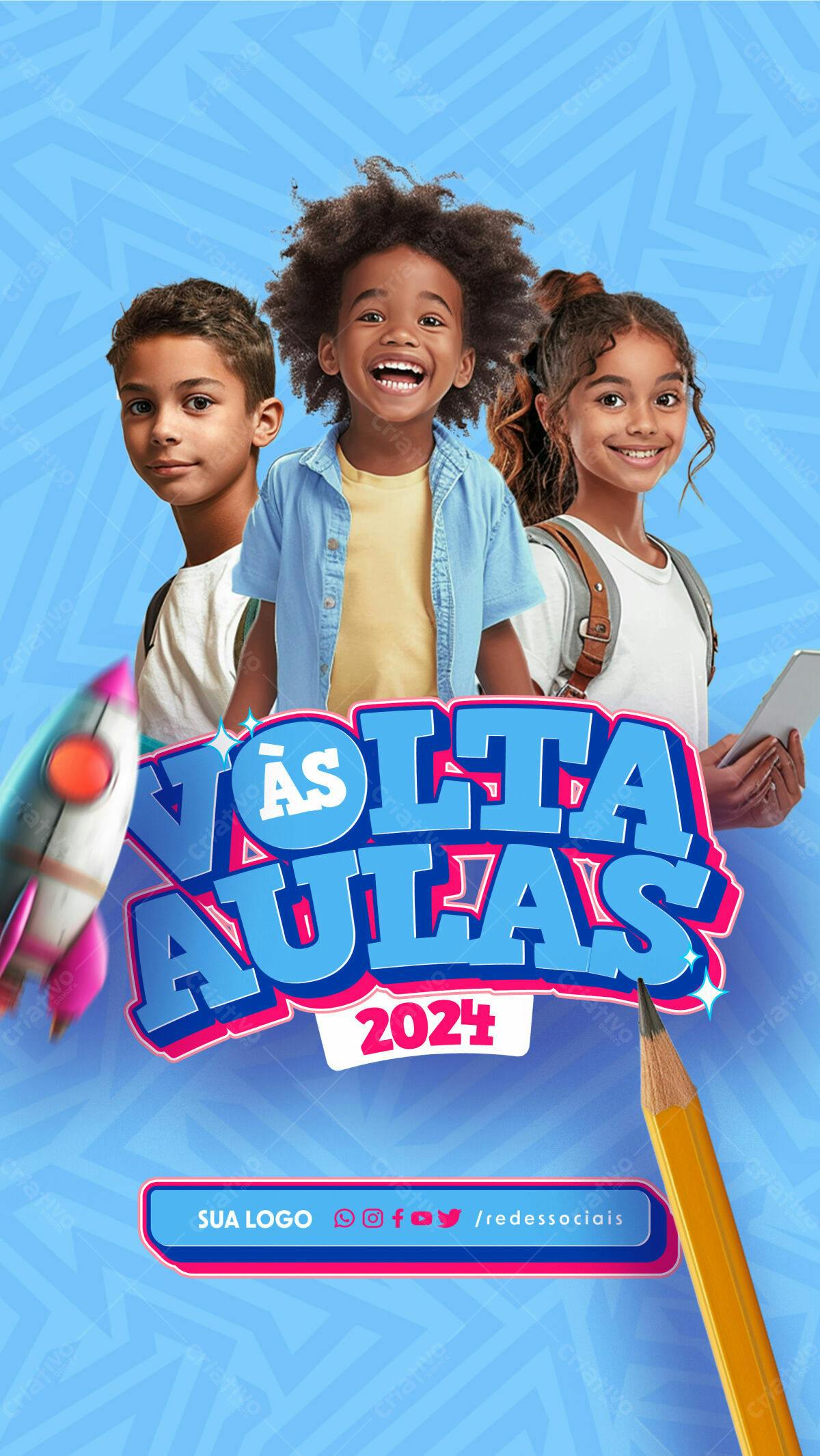 Flyer Volta às Aulas 2024 PSD Editável