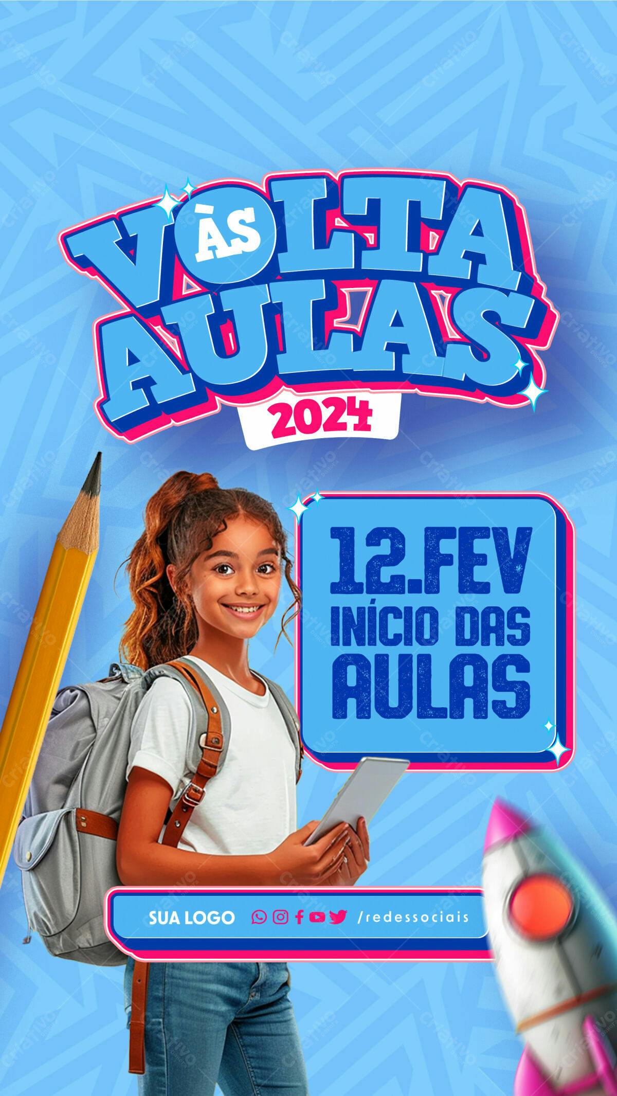 Flyer Volta às Aulas 2024 PSD Editável
