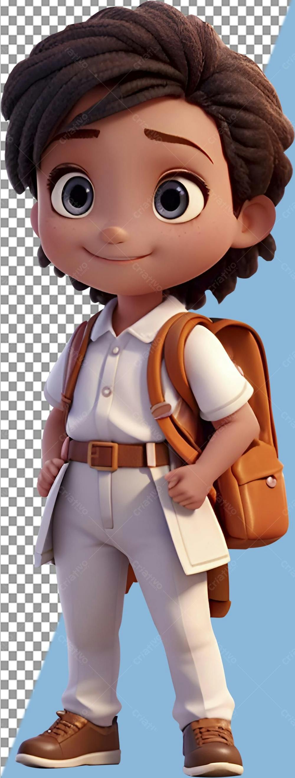 Personagem 3D , menina negra, mochila, viagem, feliz, png, volta às aulas