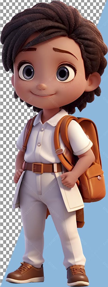 Personagem 3d , menina negra, mochila, viagem, feliz, png, volta às aulas