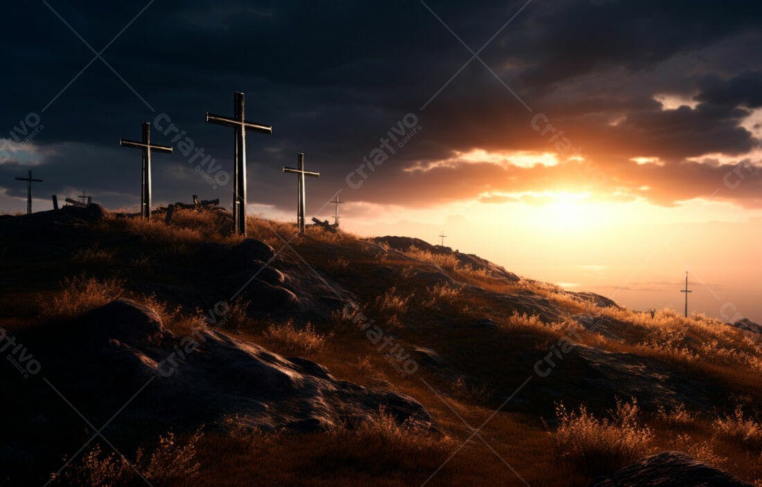 Cruzes ao Pôr do Sol em Morro Rochoso