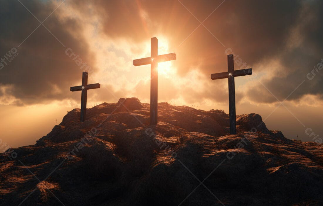 Três cruzes ao pôr do sol