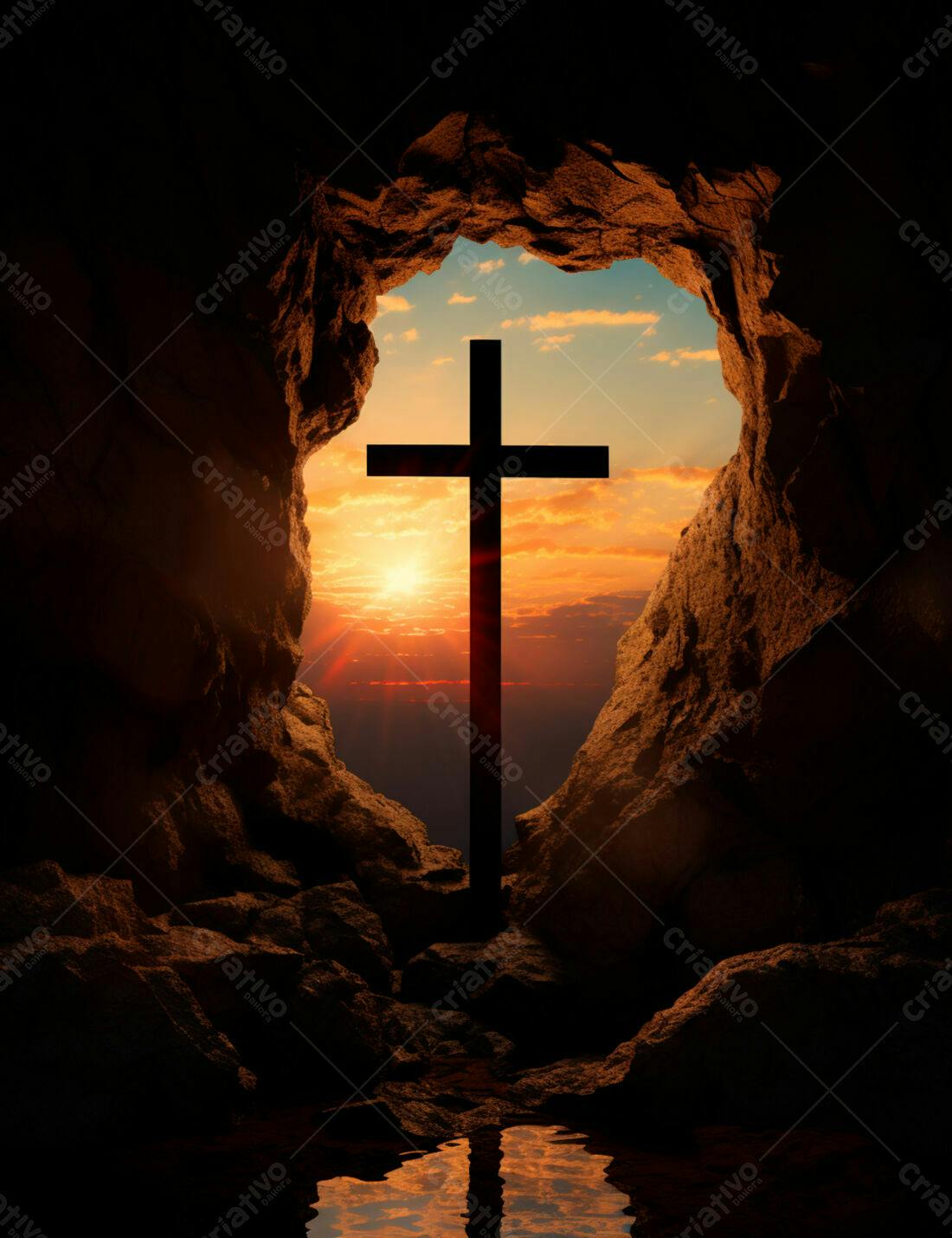 Cruz no Por do Sol em Caverna