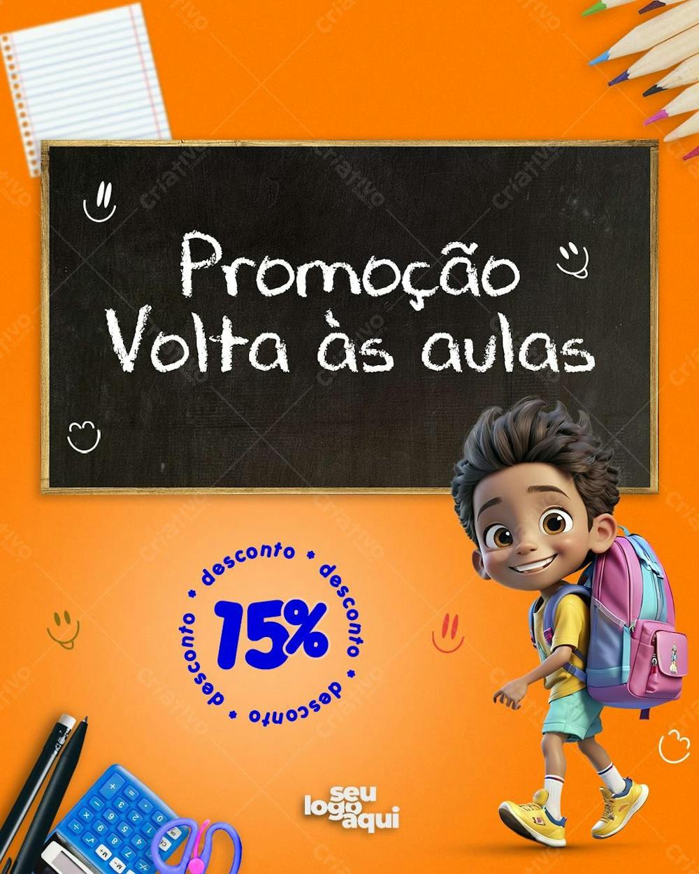 Volta Às Aulas , Flyer, arte de promoção, editável | PSD Premium [download]